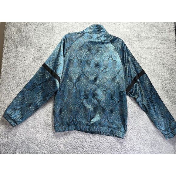 Urban Outfitters Bomber Zip Up Jacket Small Blue Teal Gold Satin Feel‎ Paisley - Picture 2 of 9